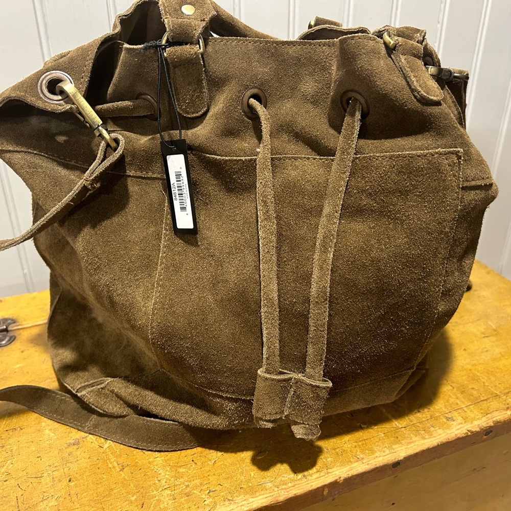 Suede Slouchy Drawstring Bag